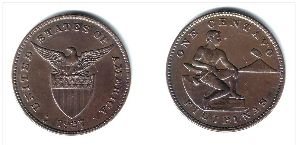 PHILIPPINES, USA Administration - 1 Centavo 1927  -  KM#163  Y#15  Unc- - Philippinen