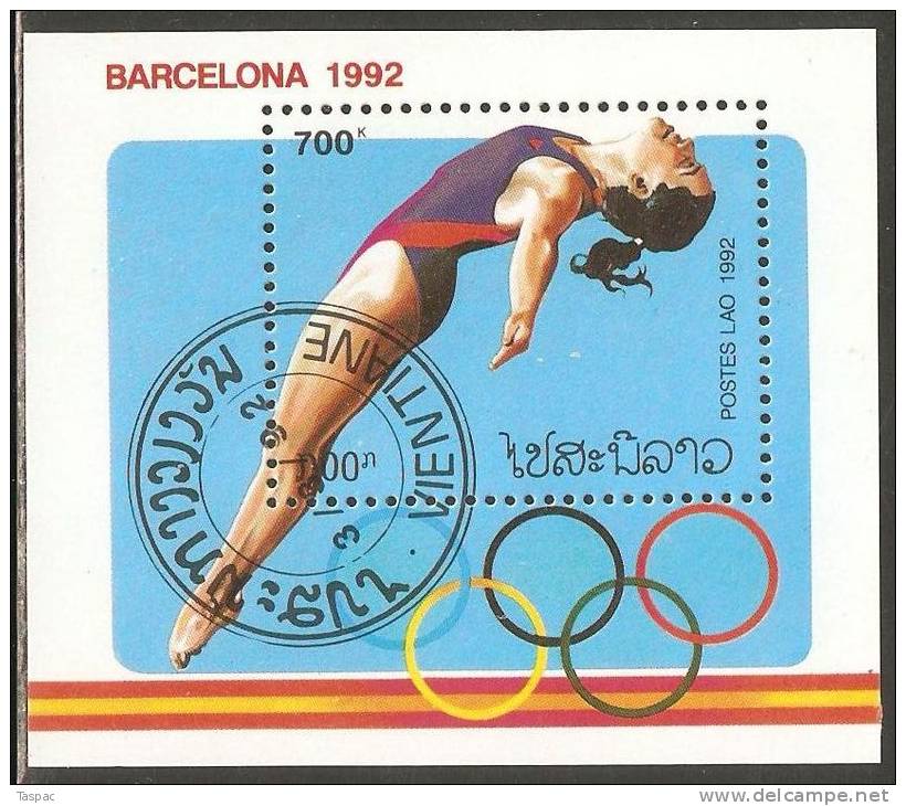 Laos 1992 Mi# Block 142 Used - Summer Olympics, Barcelona / Diving - Laos