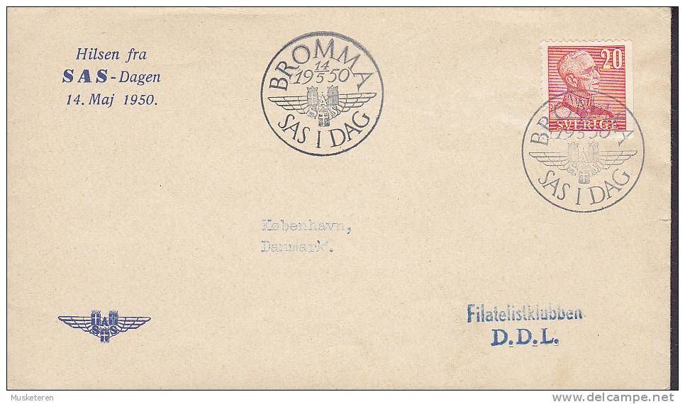 ## Sweden Hilsen Fra SAS - Dagen BROMMA 1950 Cover Brief - Brieven En Documenten