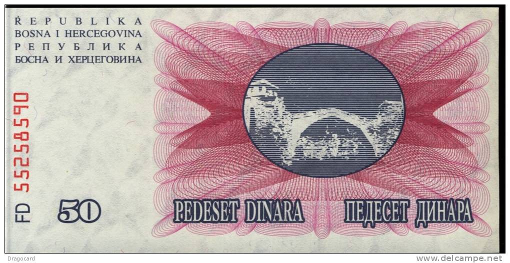 Billet De Banque Neuf - 50 Dinara - 1992 -  - Narodna Banka Bosne   Hercegovine   UNC  C8P3 - Bosnië En Herzegovina