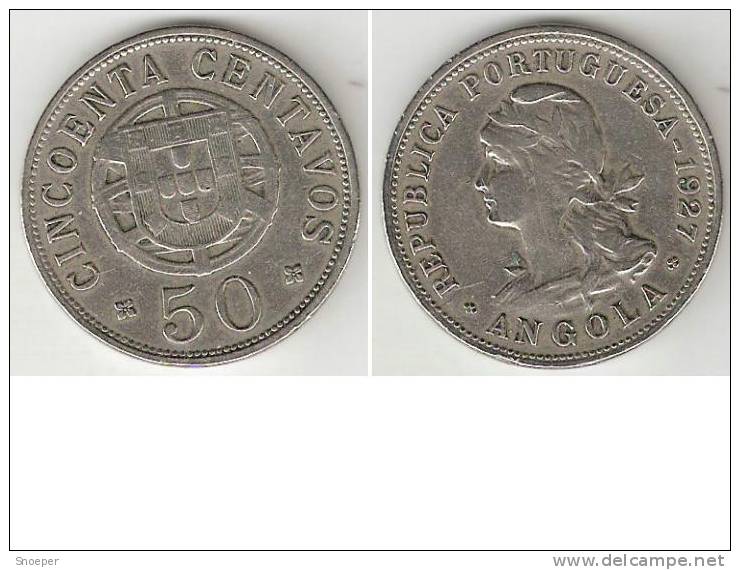 *angola 50 Centavos 1927 Km69  Vf  * - Angola