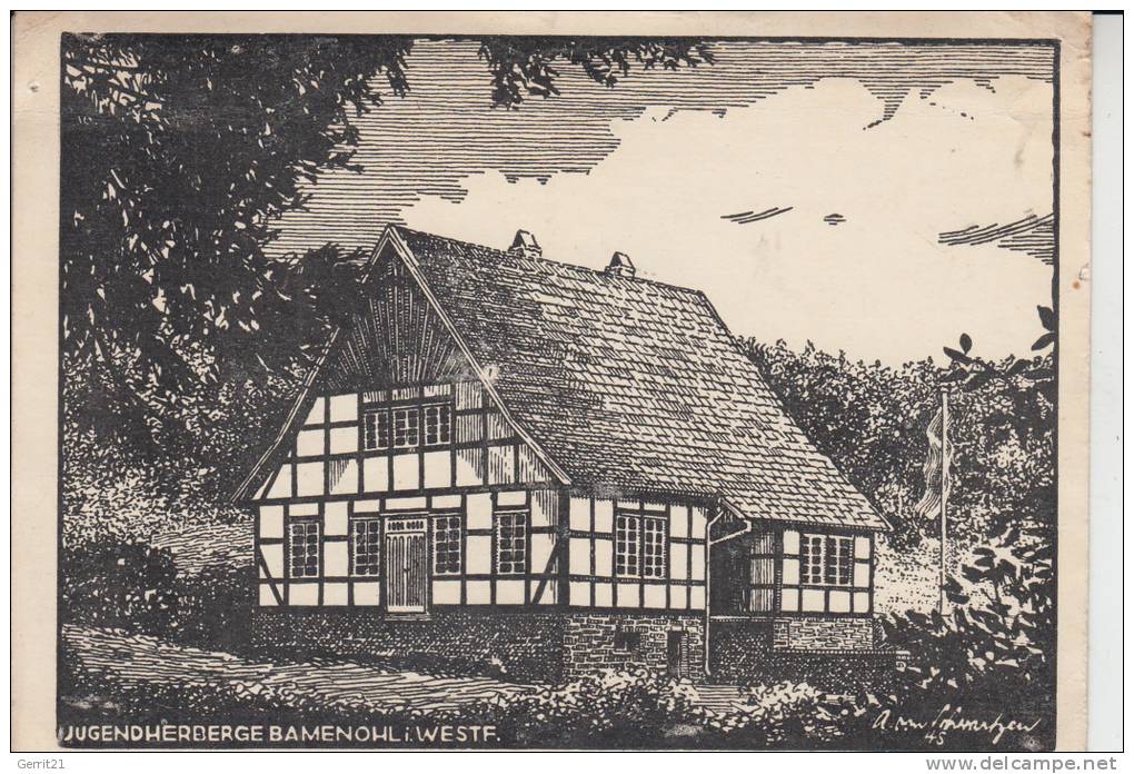 5950 FINNENTROP - BAMENOHL - Jugendherberge, Zeichnung Von Schwartzen-Plettenberg, Nadelloch - Olpe