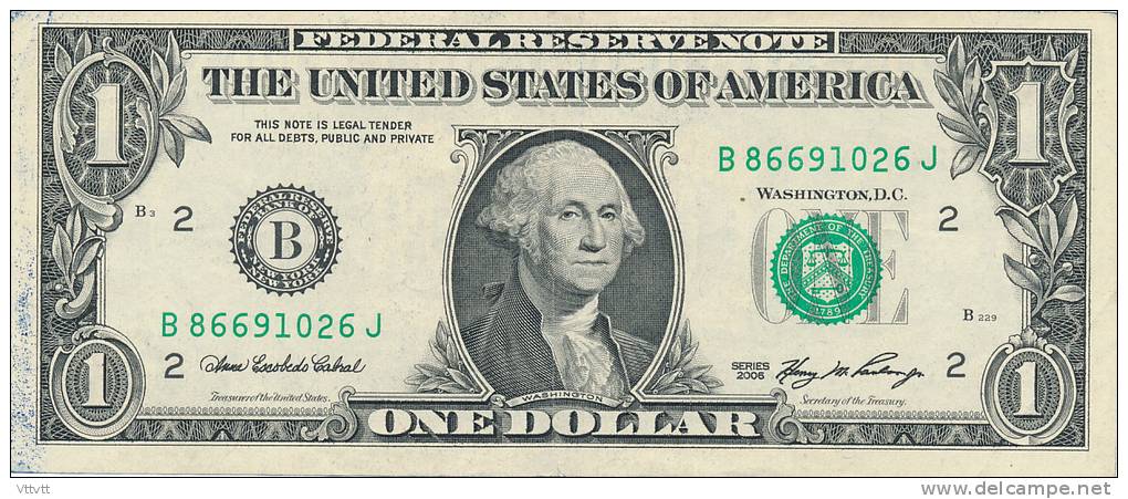 The United States Of America, One Dollar, Series 2006 B., Original, Banknote, Geldschein - Federal Reserve (1928-...)