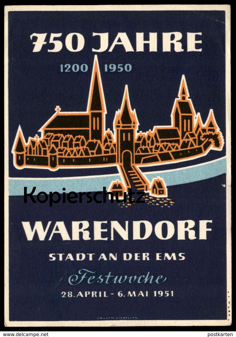 ALTE POSTKARTE 750 JAHRE WARENDORF FESTWOCHE 1951 Künstler Jausch Ostbevern AK Cpa Postcard Ansichtskarte - Warendorf