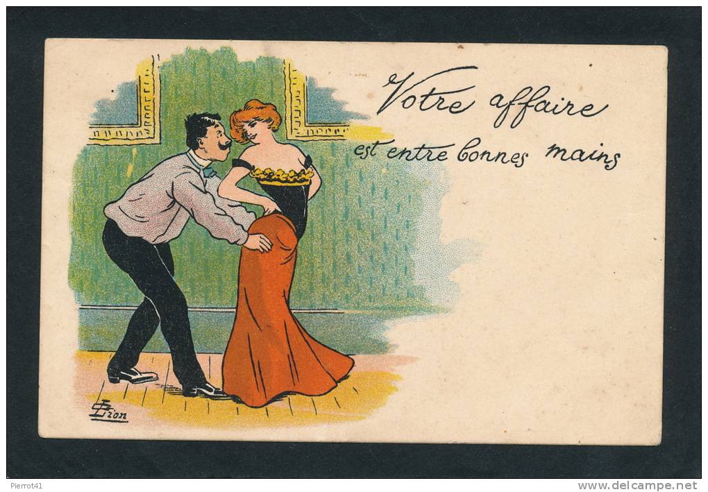 FEMME - WOMAN - FRAU - Jolie Carte Fantaisie Couple "Votre Affaire Est Entre Bonnes Mains " Signée LION - Lion