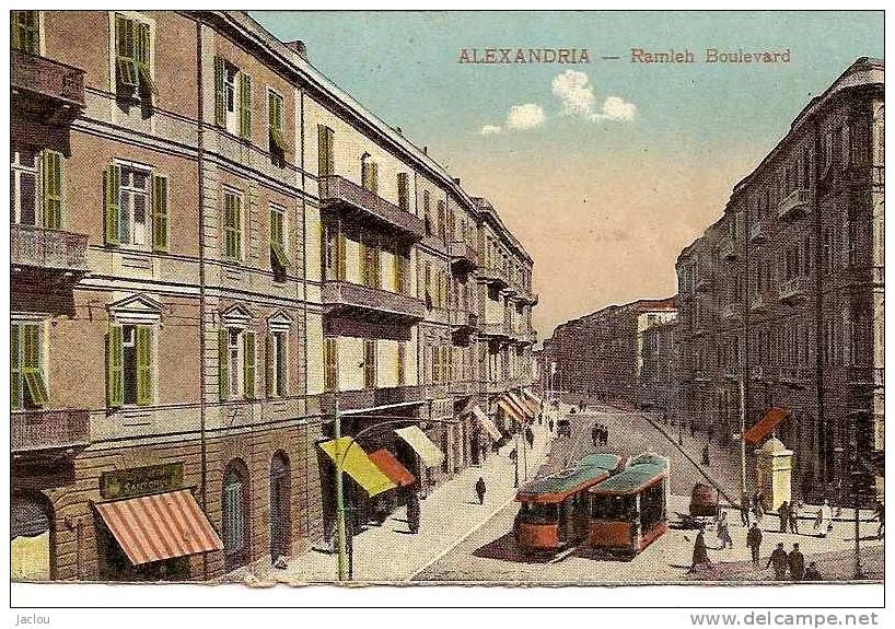 ALEXAANDRIA RAMLEH BOULEVARD ,COULEUR ,PETIT PLAN TRAMWAY  REF 30532 - Alexandrië