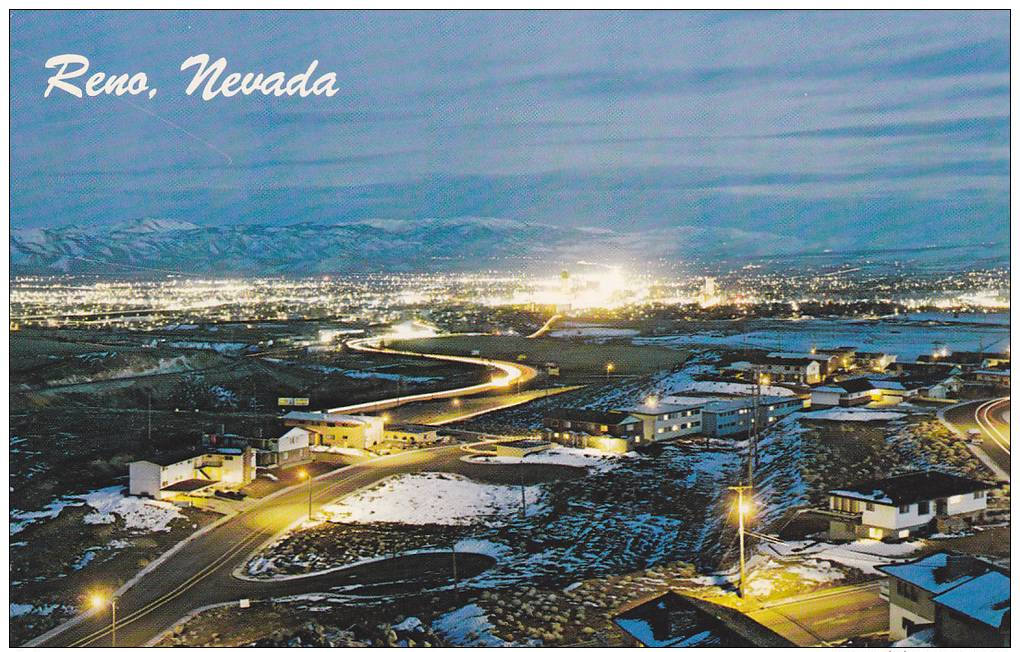 Panorama Of Reno Potraying The City's Night Activities,  Reno,  Nevada,  40-60s - Reno