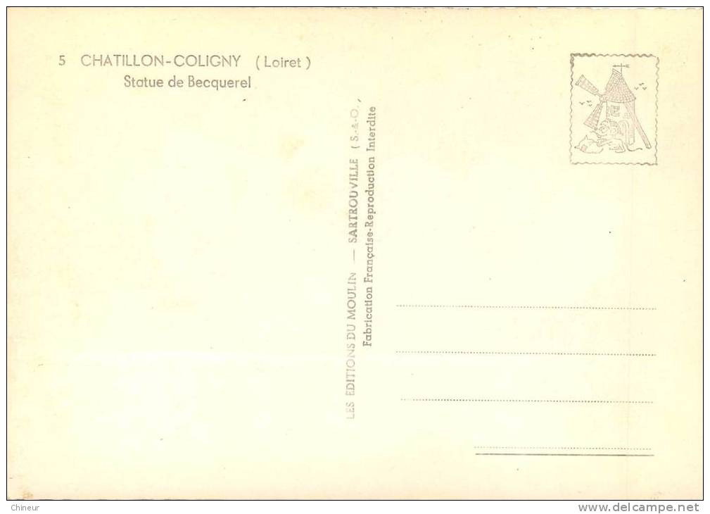CHATILLON COLIGNY STATUE DE BECQUEREL ET LA STATION SERVECE R.BILLAULT - Chatillon Coligny