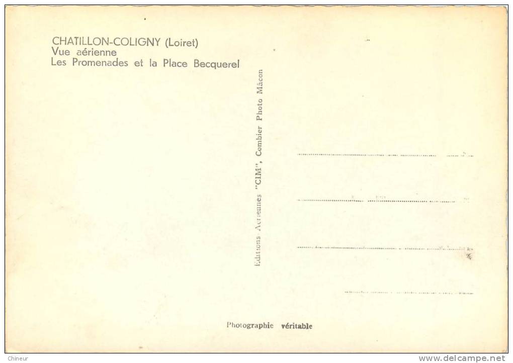 CHATILLON COLIGNY VUE GENERALE AERIENNE - Chatillon Coligny