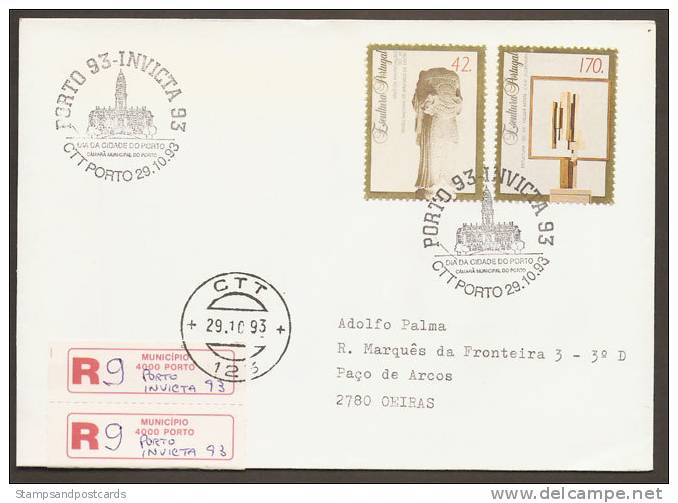 Portugal Lettre R Cachet Commemoratif Porto 1983 + Cachet Numérique 123 Event Pmk + Numeric Cancel 123 - Flammes & Oblitérations