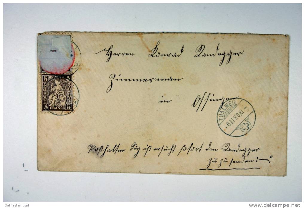 Switserland: Cover Thalweil -&gt; Ossingen, 1881, 2 X 5, Wax Sealed - Cartas & Documentos