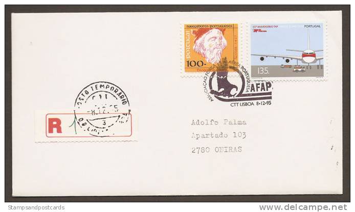 Portugal Lettre R Cachet Commemoratif Association Armée De L´ Air Aigle 1995 Air Force Association Eagle Event Pmk - Flammes & Oblitérations