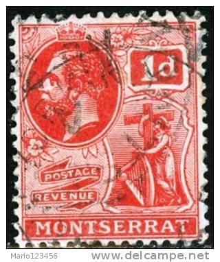 MONSERRAT, COLONIA INGLESE, BRITISH COLONY, RE GIORGIO V, 1916,  USATO, Mi 42a,   Scott 44 - Montserrat