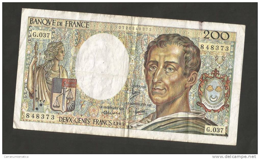 FRANCE - BANQUE DE FRANCE - 200 Francs MONTESQUIEU - (1985 & 1991) LOT Of 2 DIFFERENT BANKNOTES - 200 F 1981-1994 ''Montesquieu''