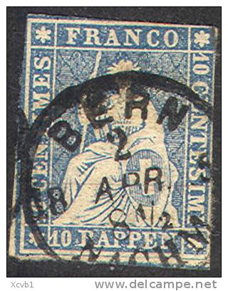 # Switzerland   37c,  Used , Dark Blue (sz037c-1, -10  Bb - Used Stamps