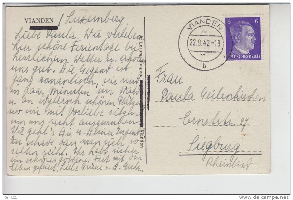 L 9400 VIANDEN - Ortsansicht 1942 - Vianden