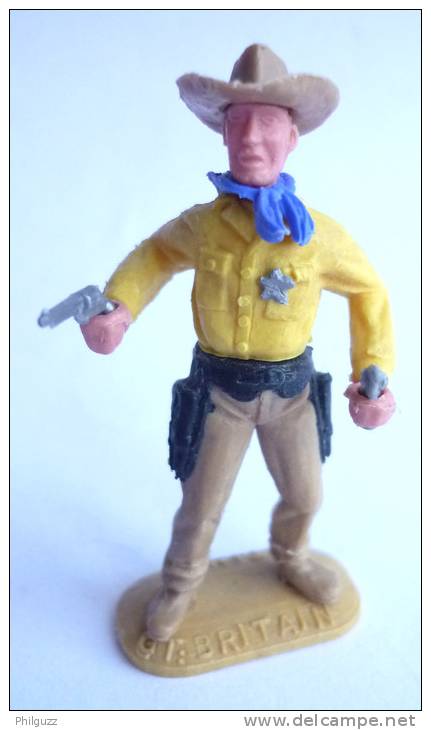 TIMPO TOYS - BRITAIN - COW BOY SHERIFF 2 REVOLVER FOULARD BLEU - Leger