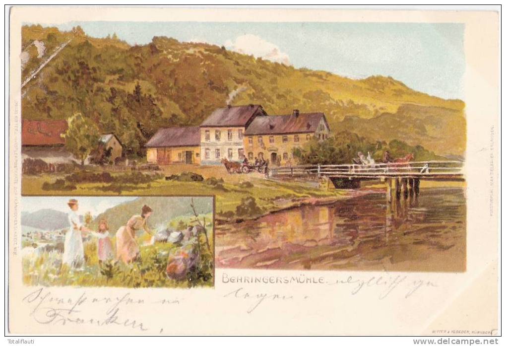 Gößweinstein BEHRINGERS MÜHLE Color Litho Künstlerkarte FRANKEN No 8 Gelaufen 30.5.1901 - Pottenstein