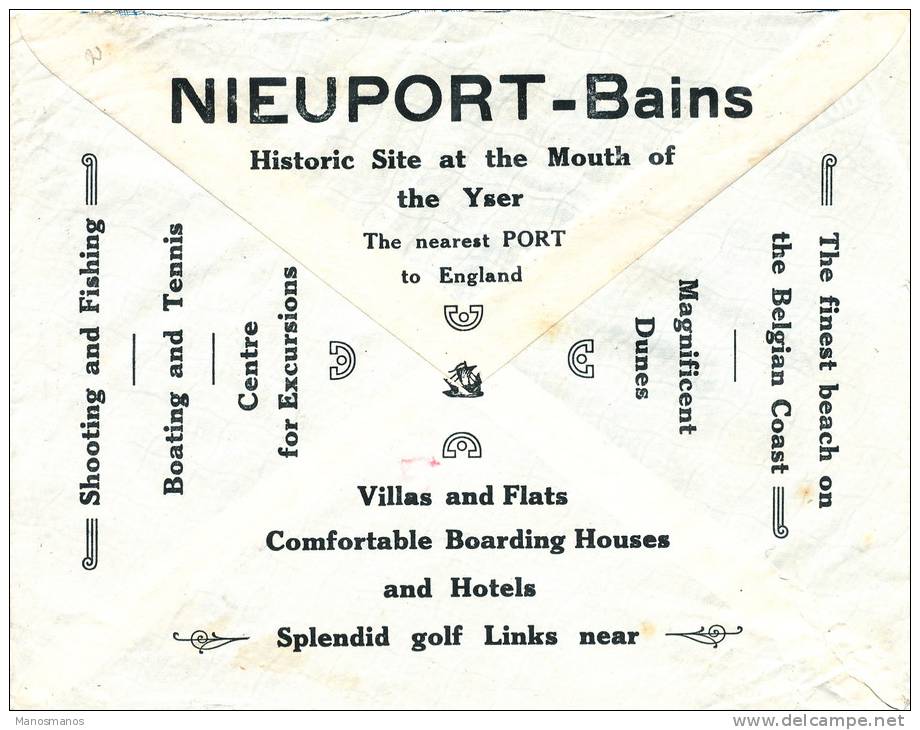 397/20 - BELGIQUE - Lettre Publicitaire NIEUPORT Bains , Villas , Hotels , Splendid GOLF , TENNIS , Shooting - Golf