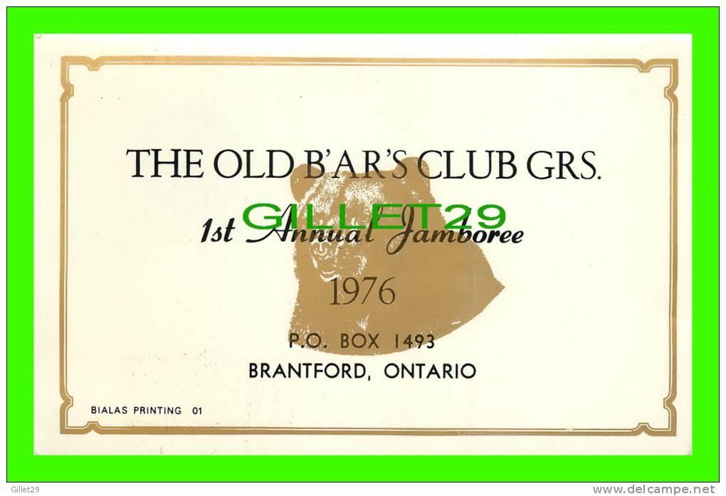 BRANTFORD, ONTARIO - THE OLD B'AR'S CLUB GRS - 1st ANNUAL JAMBOREE 1976 - - Autres & Non Classés
