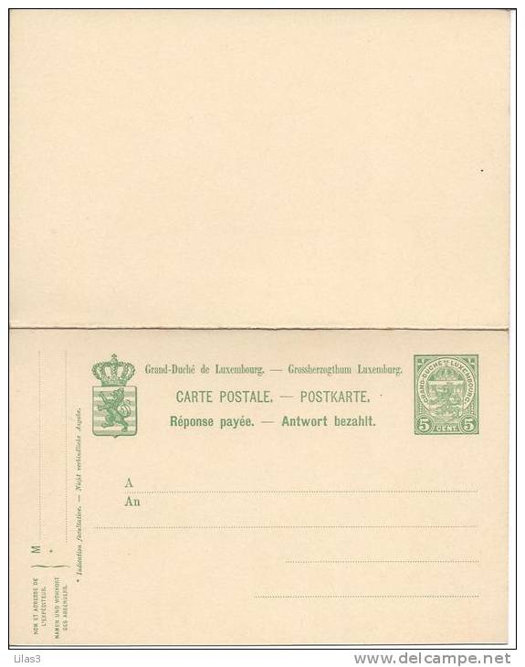 Entier Postal 5c Vert Avec Réponse Payée. Neuf Superbe. Lion Couronne Armoirie - Ganzsachen