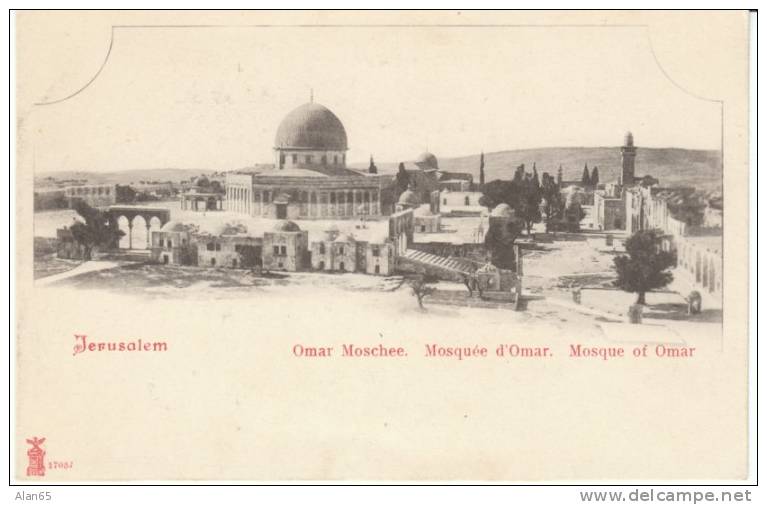 Jerusalem, Omar Mosque &amp; General View Of Temple Area, C1900s Vintage Postcard - Israel