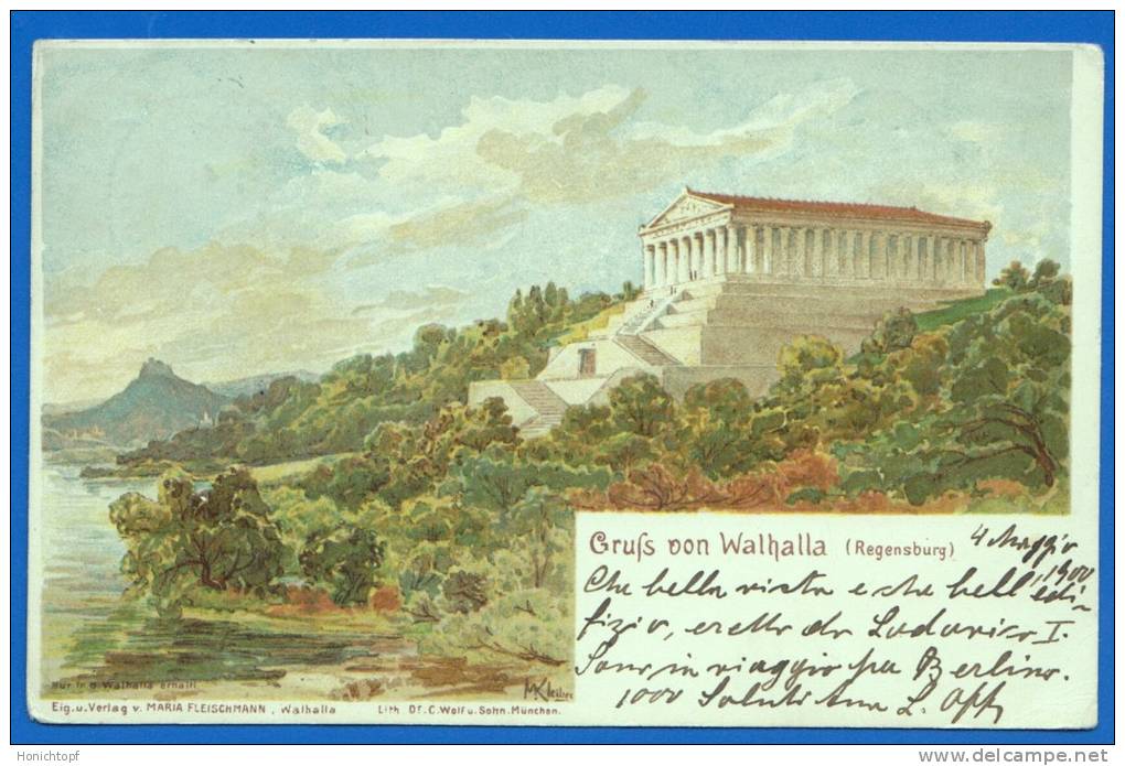 Deutschland; Regensburg; Walhalla; Litho 1905 - Regensburg