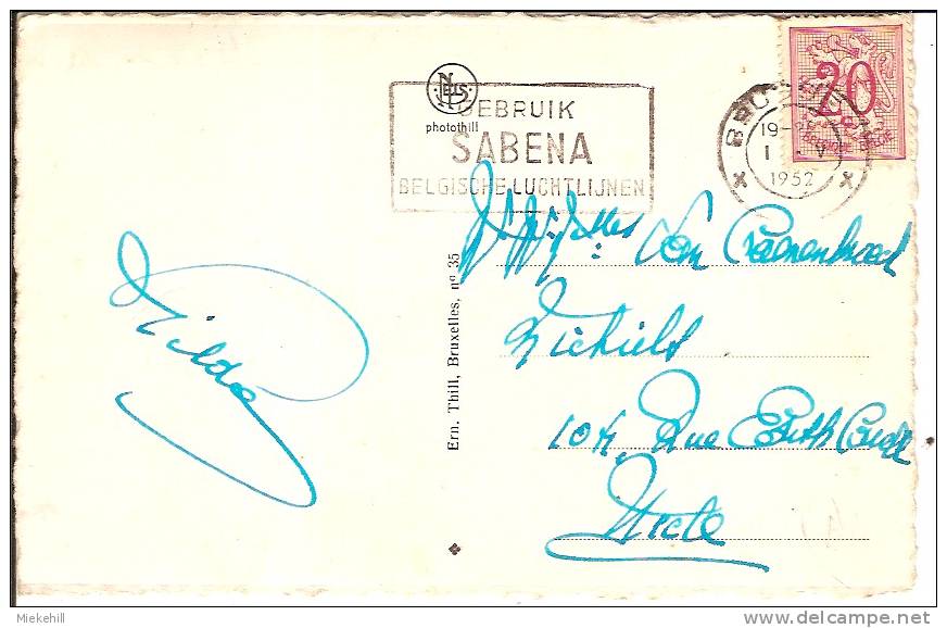 BRUGGE-flamme "GEBRUIK SABENA BELGISCHE LUCHTLIJNEN" 1952-marcophilie-stempel- Aviation - Flammes