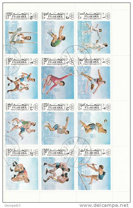 FUJEIRA  Lot De  12 Timbres 15 Dh. Sports Oblitérés - Fujeira