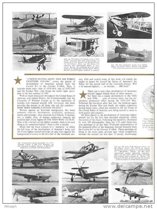 Publicité Pour Le Livre - UNITED STATES ARMY AND AIR FORCE FIGHTERS 1916 / 1961 -     (2913) - Aviación