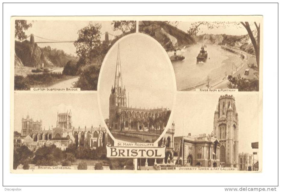 G1443 Bristol - Clifton Suspence Bridge - River Avon - Cathedral - University - Old Mini Card / Non Viaggiata - Bristol