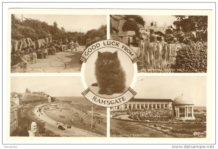 G1447 Good Luck From Ramsgate - Westcliff Cline - Waterfall - St. Lawrence Bandstand - Old Mini Card / Non Viaggiata - Ramsgate