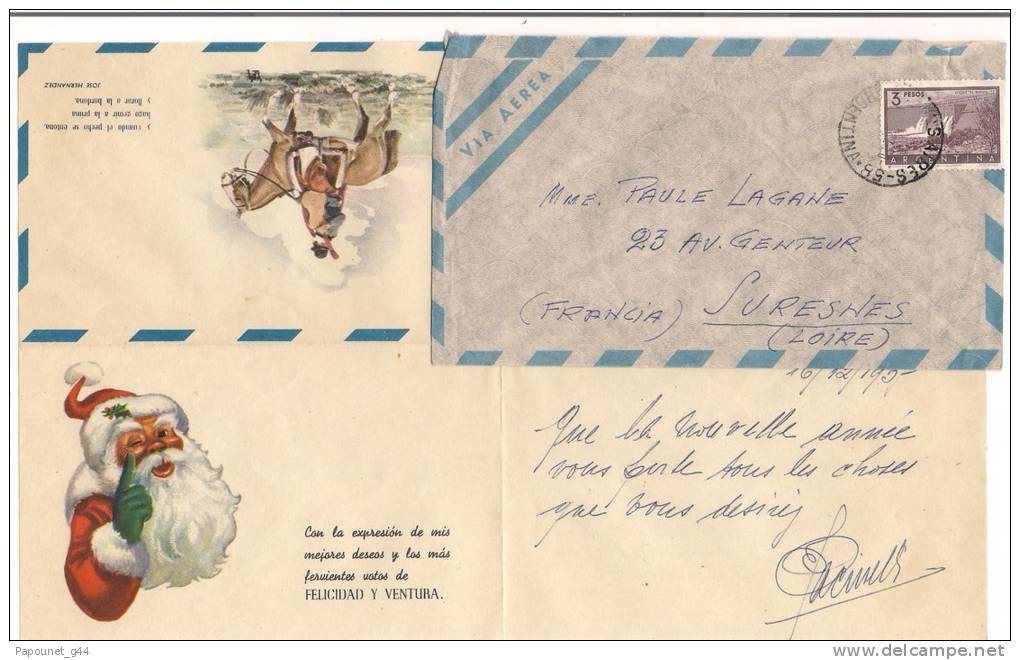 Lettre Argentine 1957 + Correspondance à Destination France ( Suresnes ) - Brieven En Documenten