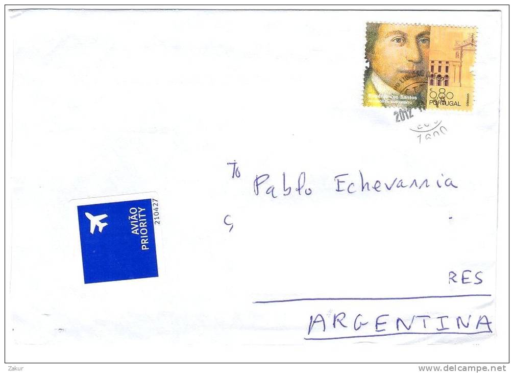 2012 Cover From Portugal To Argentina - Lettres & Documents