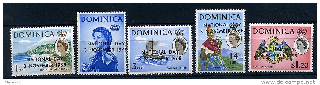 S	Dominique ** N° 223 à 227 Surchargés "Journée Nationale" - Dominica (1978-...)