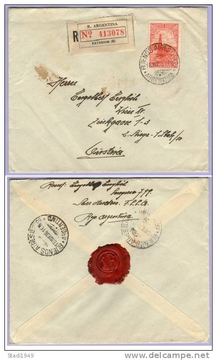 Airmail Registered  Letter Buenos Aires Vienna 1936 (521) - Briefe U. Dokumente