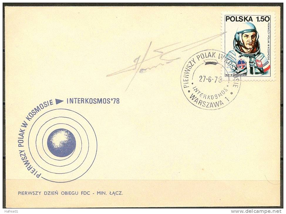 Space. Poland 1978. Intercosmosprogramme. Michel 2563 FDC. Signed By Cosmonaut M.Hermazewski. - Europe