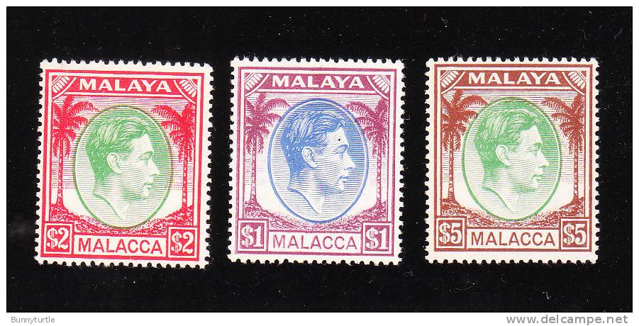 Malaya Malacca 1949 KG Def High Values 3v MNH - Malacca