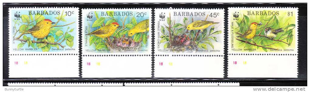 Barbados 1991 World Wildlife Fund Bird Yellow Warbler MNH - Barbades (1966-...)