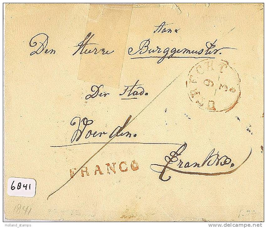 VOORLOPER FRANCO BRIEFOMSLAG Uit 1841 Van UTRECHT Aan De BURGEMEESTER Van WOERDEN  (6841) - ...-1852 Voorlopers