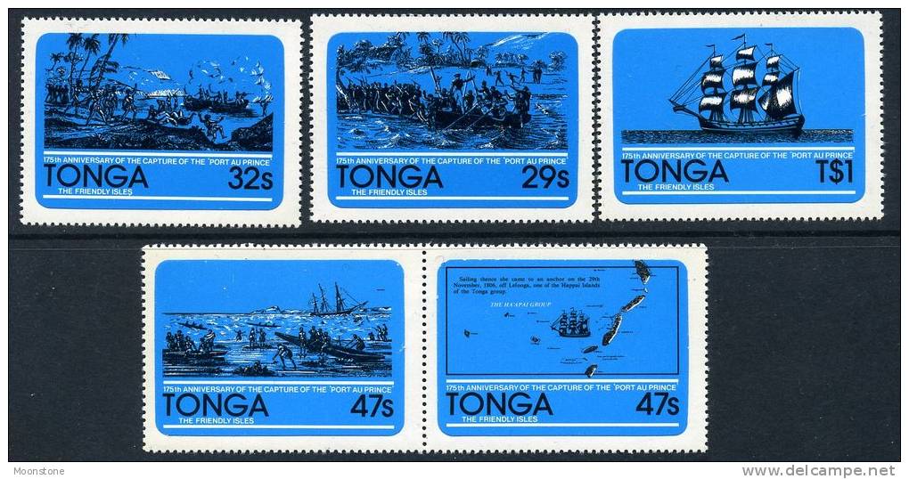 Tonga 1981 Capture Of Port Au Prince Self Adhesive Set Of 5, MNH - Tonga (1970-...)