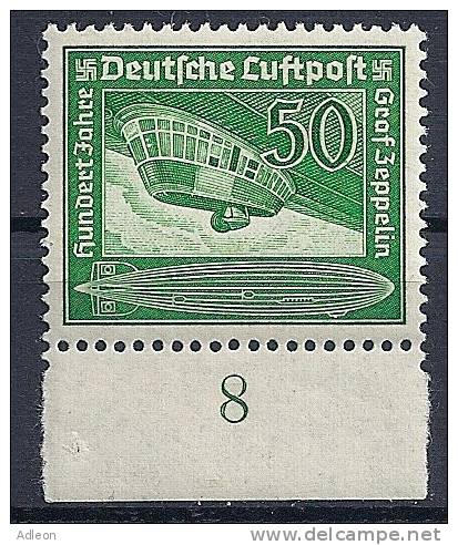 Reich - Poste Aérienne YT N°58 ** Bdf  / Deutsches Reich Luftpost Mi.Nr. 670 ** Unterrand - Airmail & Zeppelin