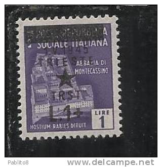 OCCUPAZIONE  JUGOSLAVA DI TRIESTE 1945 L.1 SU 1  MNH - Yugoslavian Occ.: Fiume