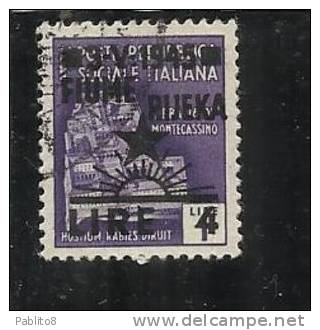 OCCUPAZIONE FIUME 1945 L. 4 SU 1 TIMBRATO - Occup. Iugoslava: Fiume