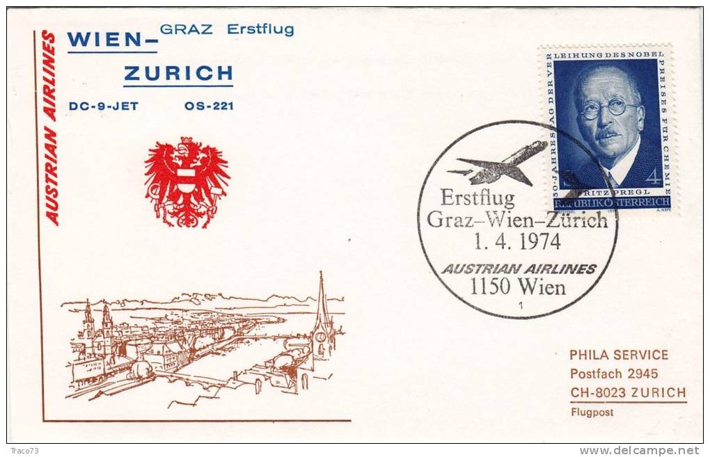 VIEN /  ZURICH  -  Cover _ Lettera   _  SWISSAIR - Autres & Non Classés