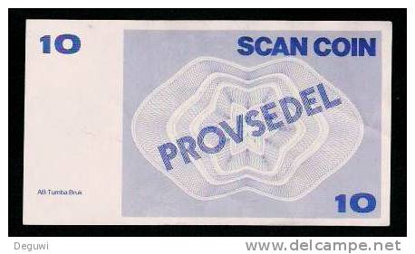 Test Note "SCANCOIN - AB TUMBA", 10 Units, Beids. Druck, RRRRR, UNC, Provsedel 120 X 68 Mm, Typ A - Zweden