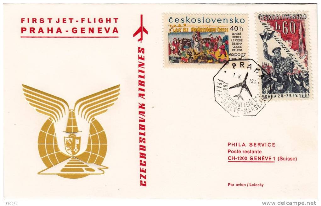 PRAHA /  GENEVA  -  Cover _ Lettera   _  SWISSAIR - Abarten Und Kuriositäten