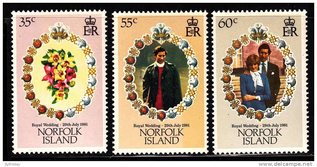 Norfolk Island MNH Scott #280-#282 Set Of 3 Royal Wedding - Charles And Diana - Isola Norfolk