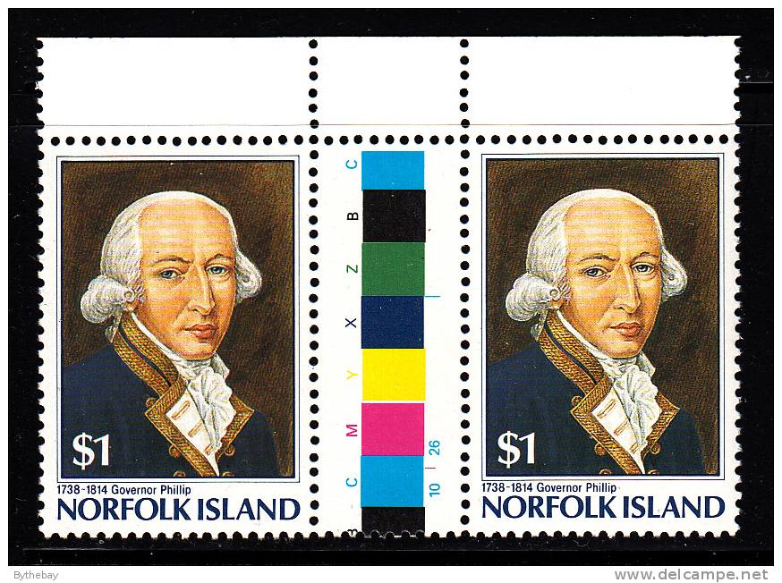 Norfolk Island MNH Scott #396 Gutter Pair $1 1738-1814 Governor Phillip - Commission Of Governor Phillip 200th Ann - Ile Norfolk