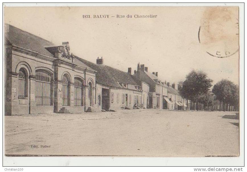 BAUGY : RUE DU CHANCELIER - CPA DOS VERT ECRITE - 2 SCANS - - Baugy